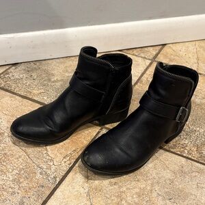 Bass Black Ankle Booties with Buckle Detail